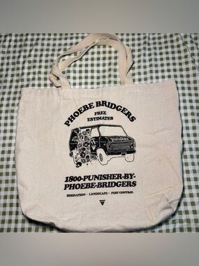 Phoebe Bridgers 'Punisher' Canvas Tote Bag - Cream with Black Print